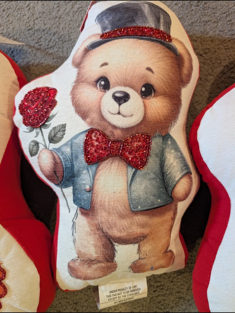 Valentine Red Teddy Bear Decorative Throw Pillow - Home Holiday3 Of Them